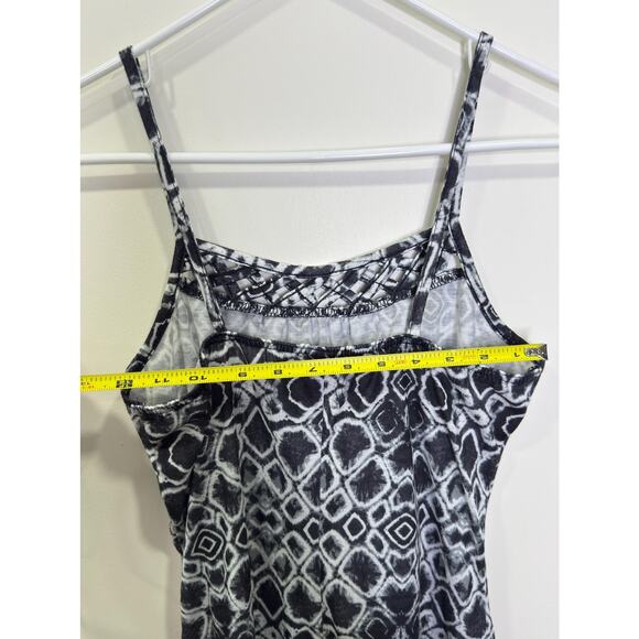 Black and White Y2K Geometric Pattern Strapless Short Sundress Beach Coverup, - Picture 7 of 10